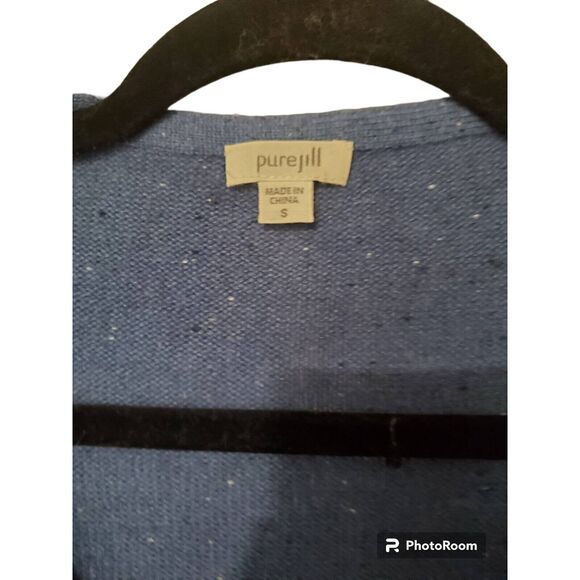 J.Jill Sweater Womens Small Blue Pure Jill 3/4 Sleeve One Button Wool Cardigan - Picture 2 of 2